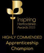 Inspiring Hertfordshire Awards 2023 Apprenticeship Champion Highly Commended